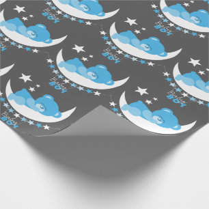 Nallen kring Pojke vid Måne Mönster Presentpapper