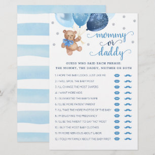 Nallen mamma eller pappa Game Baby Shower