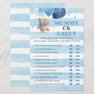 Nallen mamma eller pappa Game Baby Shower