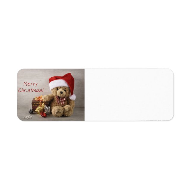 Nallen Merry Chistmas Returadress Etikett (Framsidan)