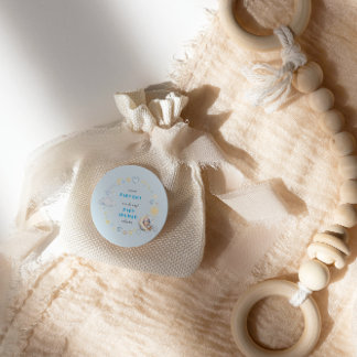 Nallen på Måne Pojke Runt Klistermärke