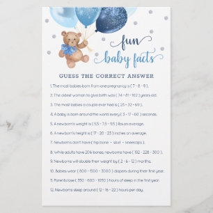 Nallen roligt Baby Facts Game Baby Shower
