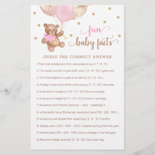 Nallen roligt Baby Facts Game Baby Shower