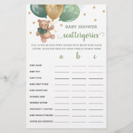 Nallen Sage Baby Shower Scattergories-spel