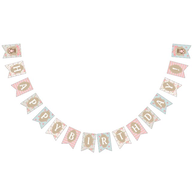 Nallen shabby chic Birthday Banner Picnic Vimplar (Alla)