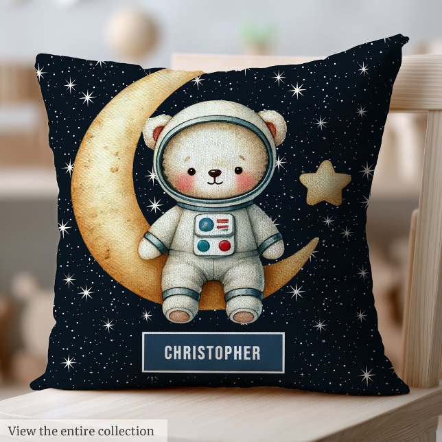Nallen Space Äventyr Pillow Pojke Anpassningsbar Kudde (Space Adventure Teddy Bear Pillow Baby Boy Custom)