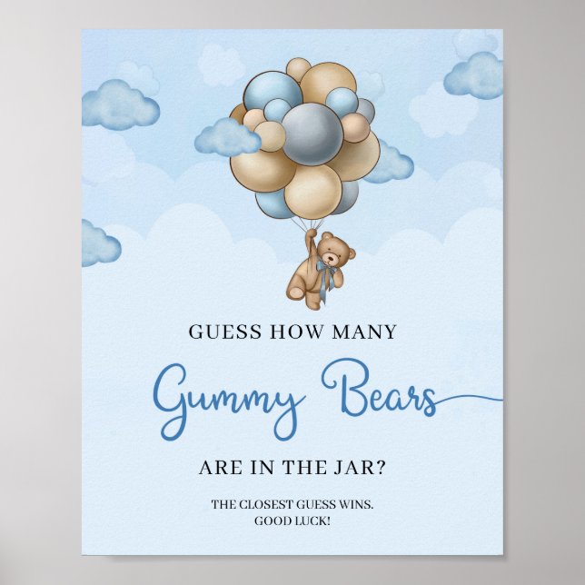Nallens ballonger gissar hur många gummibjörnar poster (Framsidan)
