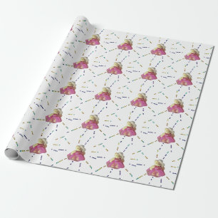 Nallens barnflicka rosa party födelsedagspresent presentpapper