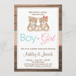 Nallens Gender avslöjar inbjudan Boy eller Girl