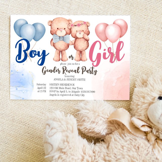 Nallens pojke eller gender visar babydusch inbjudningar (Skapare uppladdad)