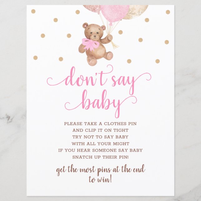 Nallens Rosa och Guld säger inte Baby Game (Framsida)