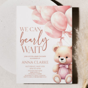Nallens Rosa Vi kan tidigt vänta på babykläder Inbjudningar