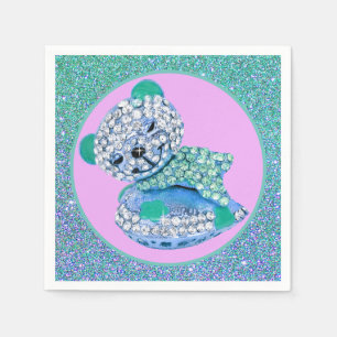 Nallens sovande skönhet diamant, söt rosa blå pappersservett