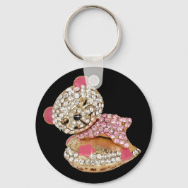 Nallens sovande skönhet diamant söt rosa nyckelring