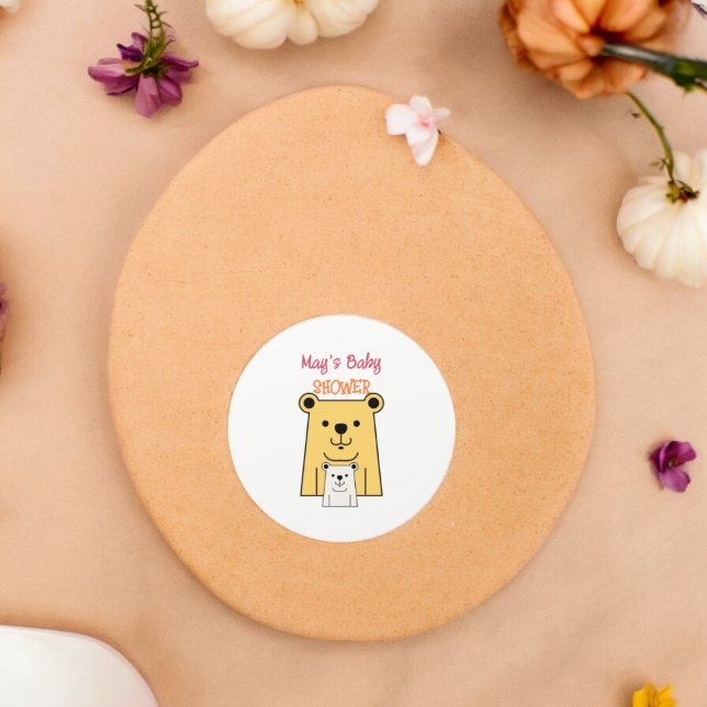 Nallens Tecknad Runt Klistermärke (Bear baby shower party theme sticker,birthday party sticker,gift pack,envelope,return gift sticker)