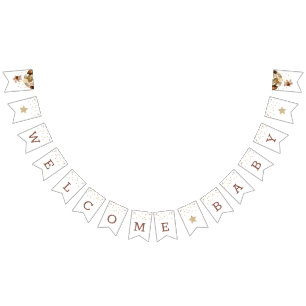 Nallens välkomstbabybanner för babyskor vimplar