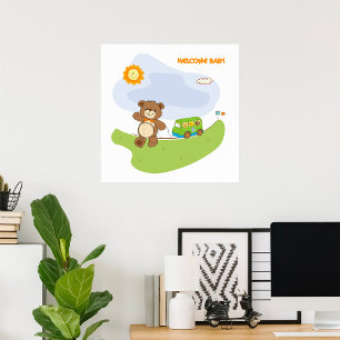 Nallens välkomstutkast Baby Nursery Design Poster