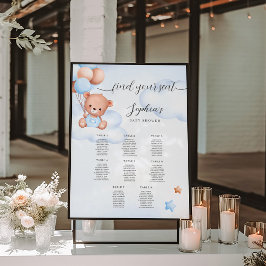 Nallens vattenfärgsbabyskiss - sittdiagram poster