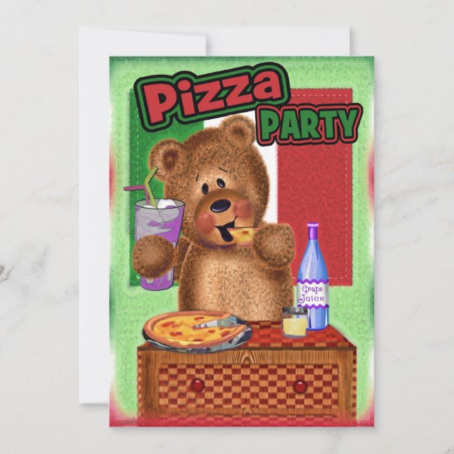 NallePizzafödelsedagsfest Inbjudningar (Framsida)
