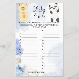Nalles Baby ABC Shower Game Card Flygblad