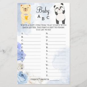 Nalles Baby ABC Shower Game Card Flygblad