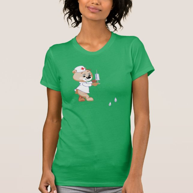 Nallesjuksköterskakvinna T-tröja Tee Shirt (Framsida)
