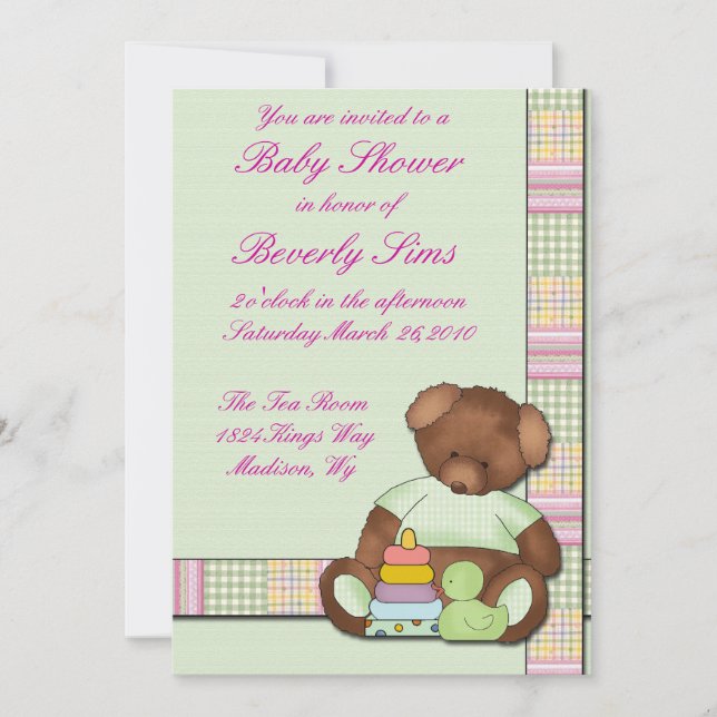 Nalletäckebaby shower inbjudningar (Framsida)