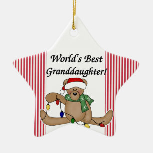 Nallevärlds bäst Granddauther prydnad Julgransprydnad Keramik