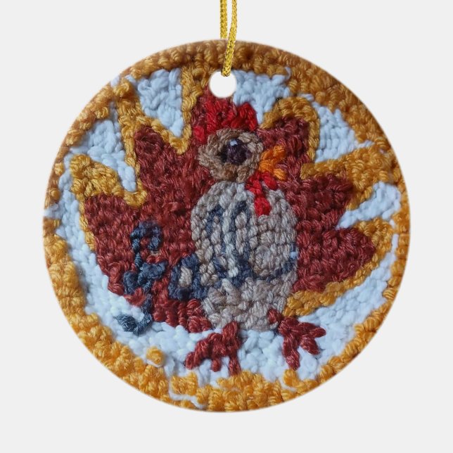 nålstick turkey design dekorativt ornament (Framsidan)