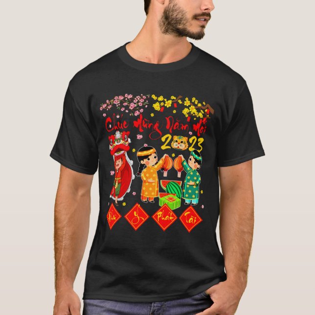 Nam Moi Nhu Y vietnamesiska lunar nyår katt år F T Shirt (Framsida)