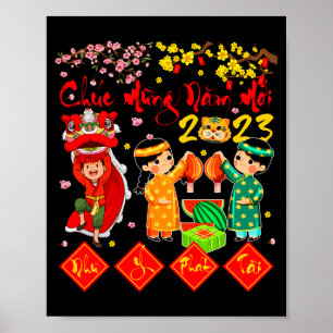 Nam Moi Nhu Y vietnamesiskt lunärt nyår kattår F Poster