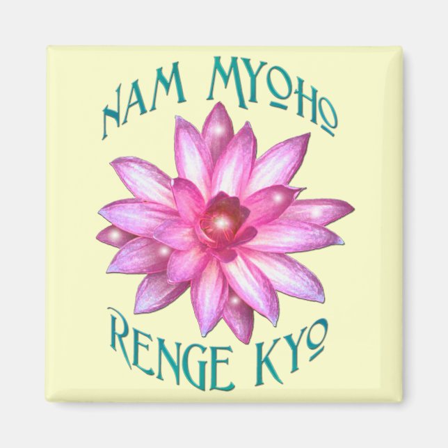 Nam Myoho Renge Kyo med Lotus Flower Design Magnet (Framsidan)