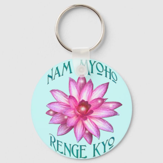 Nam Myoho Renge Kyo med Lotus Flower Design Nyckelring (Framsida)