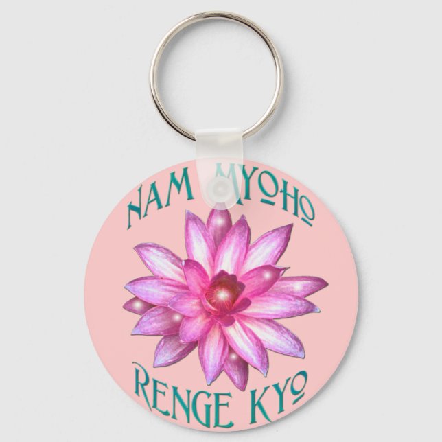 Nam Myoho Renge Kyo med Lotus Flower Design Nyckelring (Framsida)