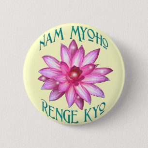 Nam Myoho Renge Kyo med lotusblommablommadesign Knapp