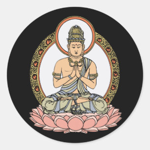 Namaskara Mudra Buddha Runt Klistermärke