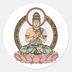 Namaskara Mudra Buddha Runt Klistermärke