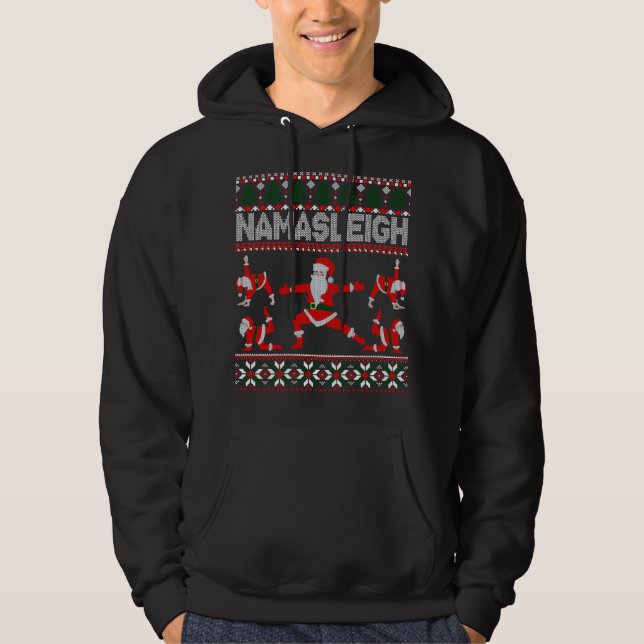 NAMASLEIGH Ugly jul Sweater Meme Jultomten Hoodie (Framsida)