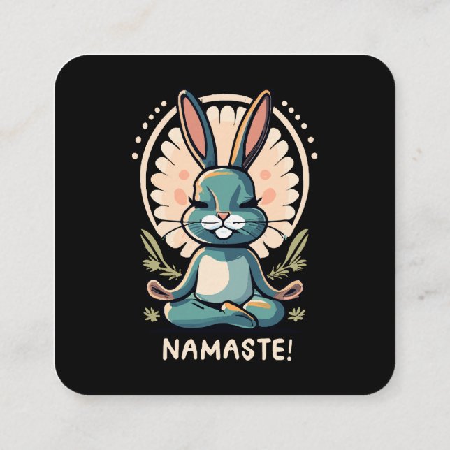 namasta kanin i kanin i bunny yoga fyrkantigt visitkort (Baksida)