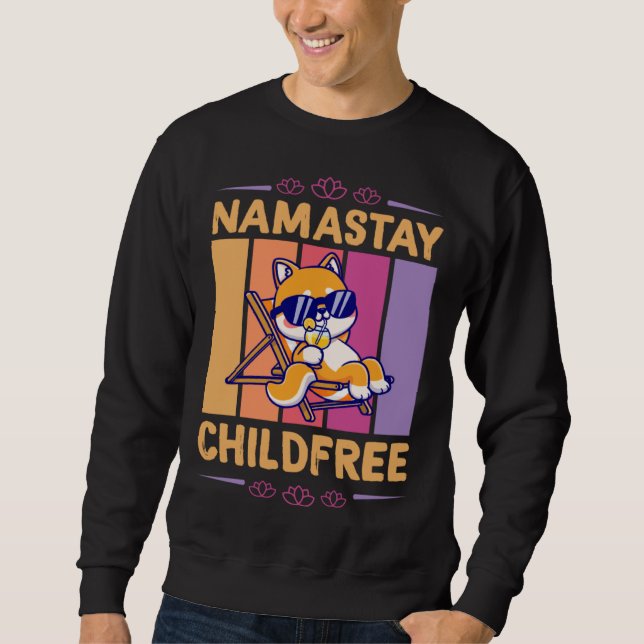 Namastay Childfree Nomaste Yoga Lotus Flower Beach Lång Ärmad Tröja (Framsida)