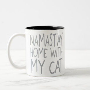 Namast'ay HEM MED MIN CAT Yoga Två-Tonad Mugg