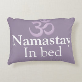 Namastay In Bed Yoga Lavender purple white Funny Prydnadskudde