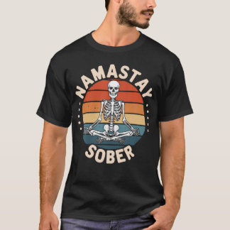 Namastay Nyktra Skelett Yoga Dödskalle Missbruk Al T Shirt