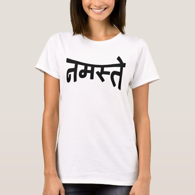 Namaste (न म स् ते) - Devanagari-skript T-shirt (Framsida)