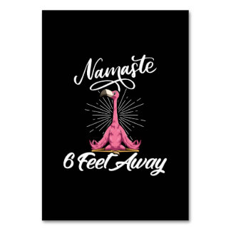 Namaste 6 Feet Away Flamingo Yoga Teacher Social Bordsnummer