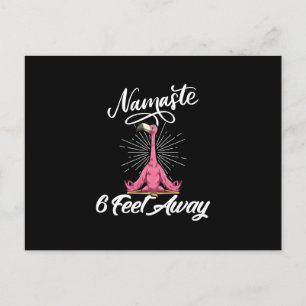 Namaste 6 Feet Away Flamingo Yoga Teacher Social Inbjudan Vykort