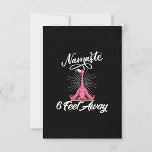 Namaste 6 Feet Away Flamingo Yoga Teacher Social Inbjudningar