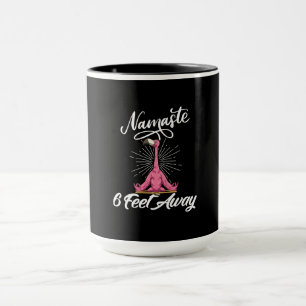 Namaste 6 Feet Away Flamingo Yoga Teacher Social Mugg