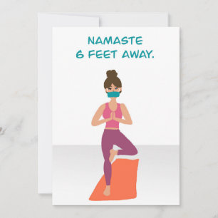 Namaste 6 Feet Away - Quarantine Yoga - Covid19 Tack Kort