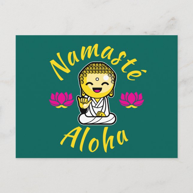 Namaste Aloha-skylt Buddha Humor Vykort (Framsida)